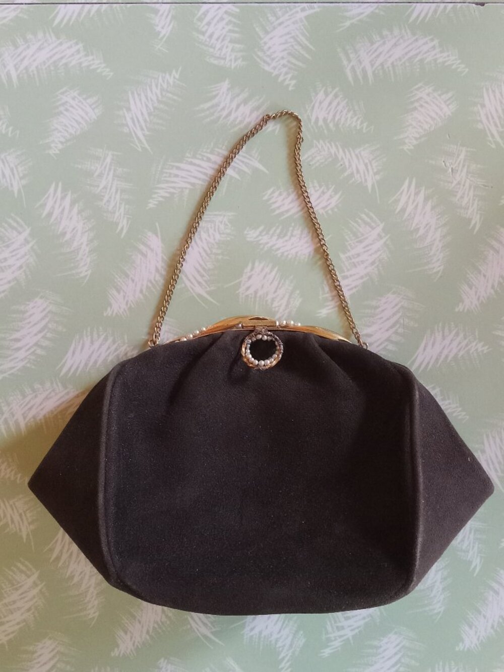 vintage original suede handbag from 1940 1950
